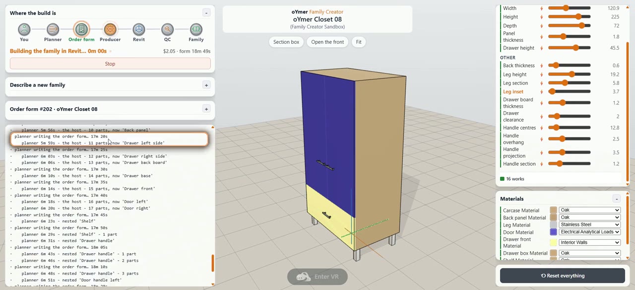 The build log beside the closet